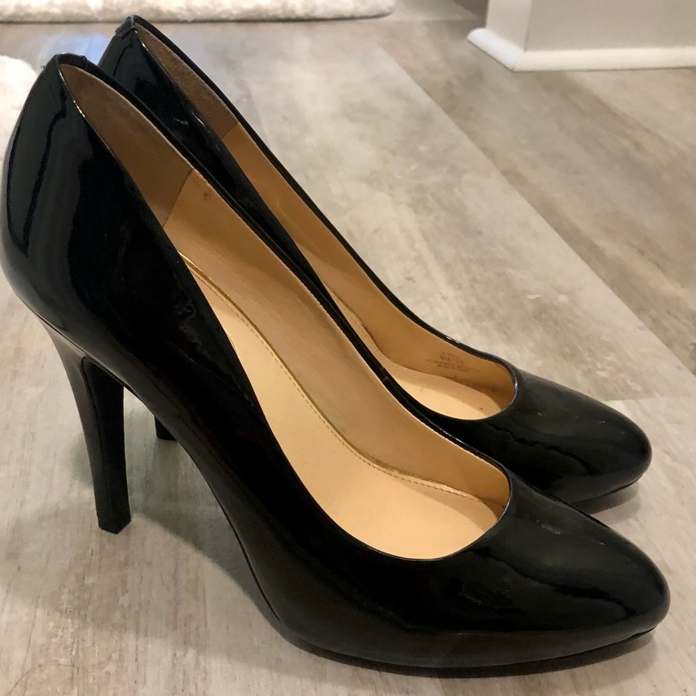 Black leather heels